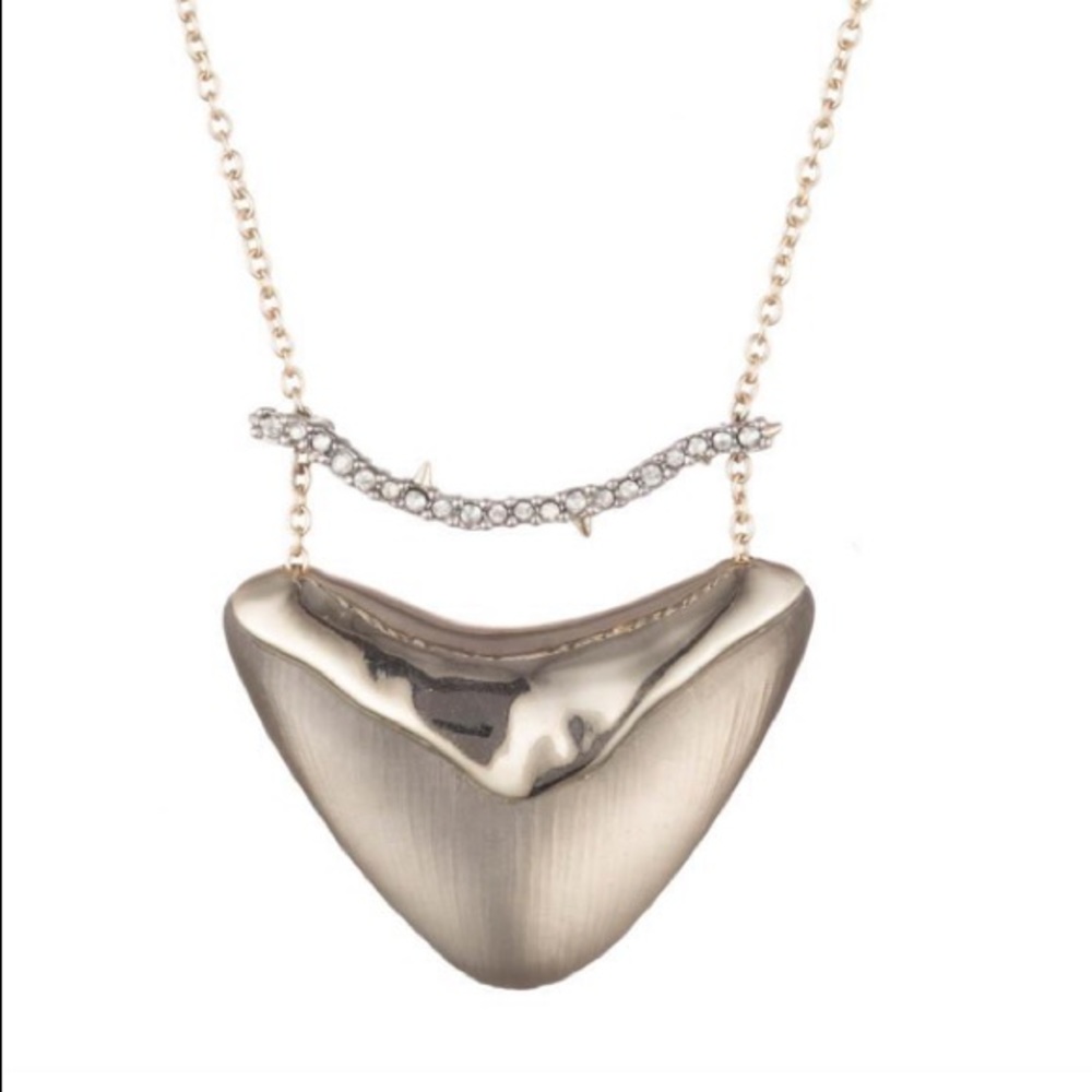 Alexis Bittar Crystal Bar Shield Necklace Taupe